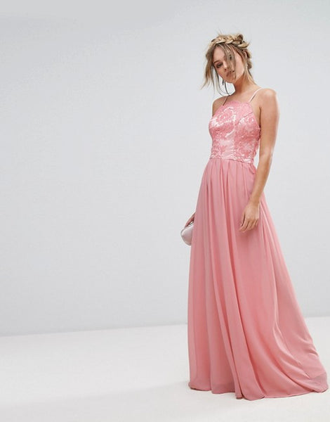 Chi Chi London Premium Lace Maxi Dress With Chiffon Skirt
